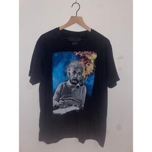 Albert Einstein Shirt Graphic Black Short Sleeve Tee L Large